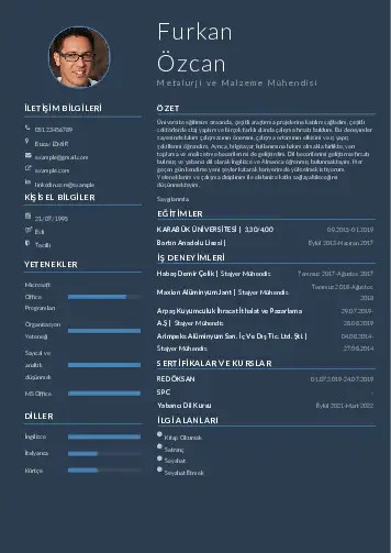 Metalürji Ve Malzeme Mühendisliği Cv Örnekleri cv indir